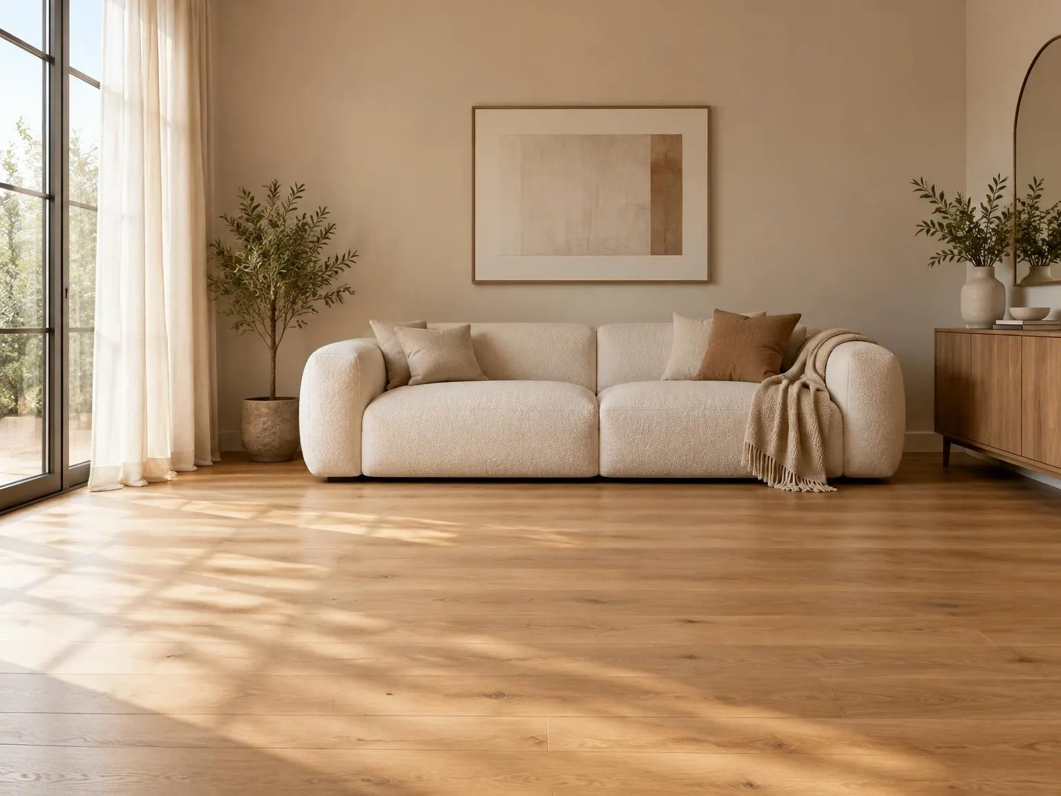 Living room with only a sofa